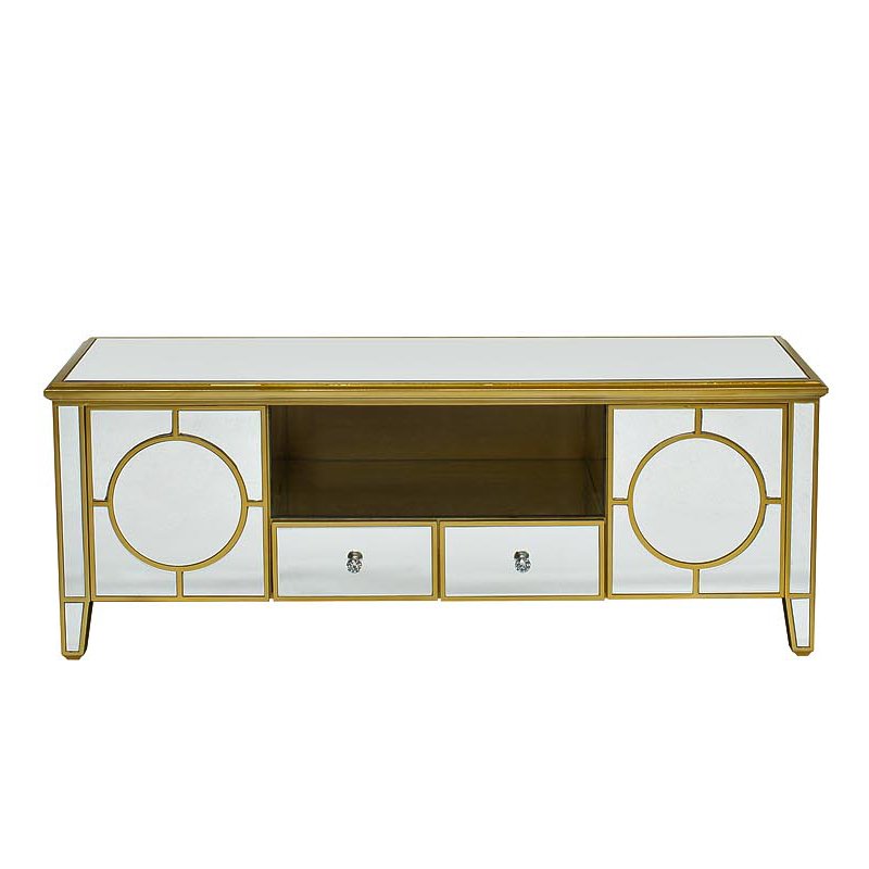 Комод в стиле арт-деко зеркальный Mirrored Circles Commode Золотой Комод в стиле арт-деко зеркальный Mirrored Circles Commode Золотой в Тюмени | Loft Concept