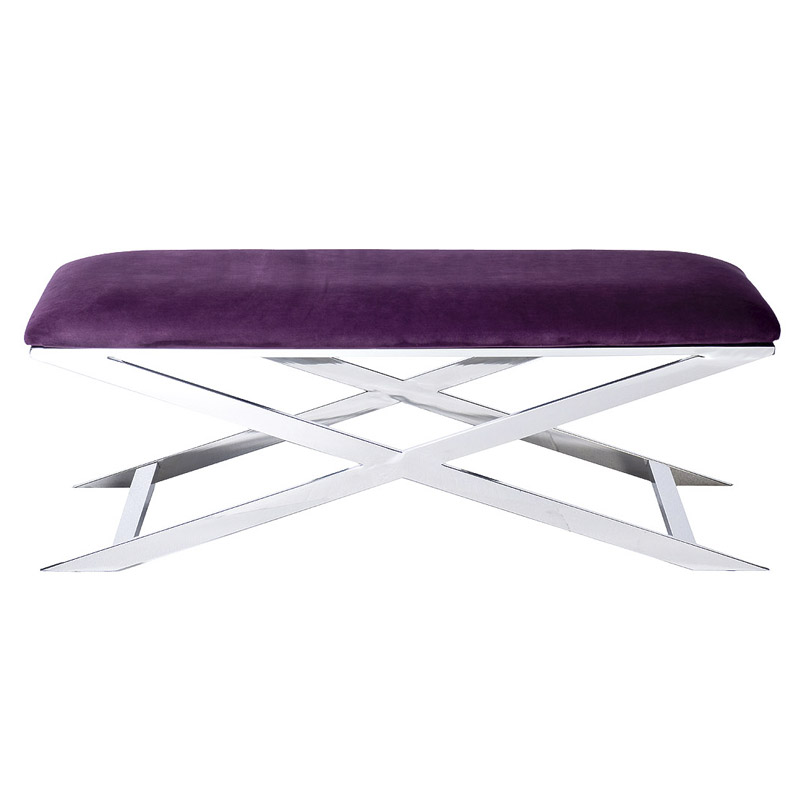 Банкетка Bench Velor Violet Хром Фиолетовый Банкетка Bench Velor Violet Хром Фиолетовый в Тюмени | Loft Concept