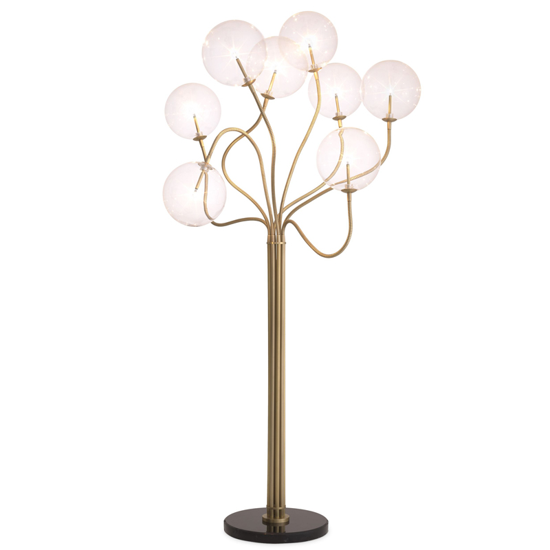 Торшер Eichholtz Floor Lamp Elon Латунь Античная полированная Прозрачное Стекло Черный Мрамор Nero Торшер Eichholtz Floor Lamp Elon Латунь Античная полированная Прозрачное Стекло Черный Мрамор Nero в Тюмени | Loft Concept