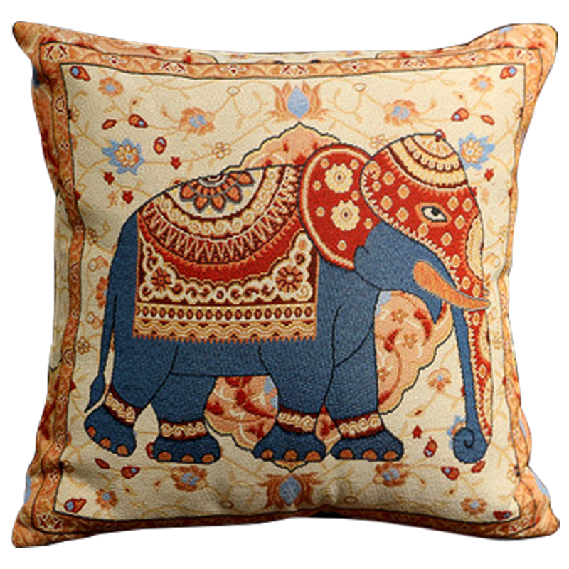 Декоративная подушка Indian Elephant Yellow Blue Мульти Желтый Синий Декоративная подушка Indian Elephant Yellow Blue Мульти Желтый Синий в Тюмени | Loft Concept