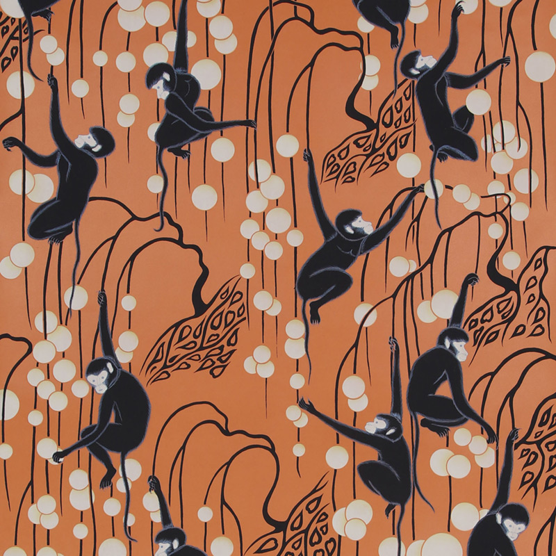 Обои ручная роспись Deco Monkeys Terracotta on dyed paper Обои ручная роспись Deco Monkeys Terracotta on dyed paper в Тюмени | Loft Concept