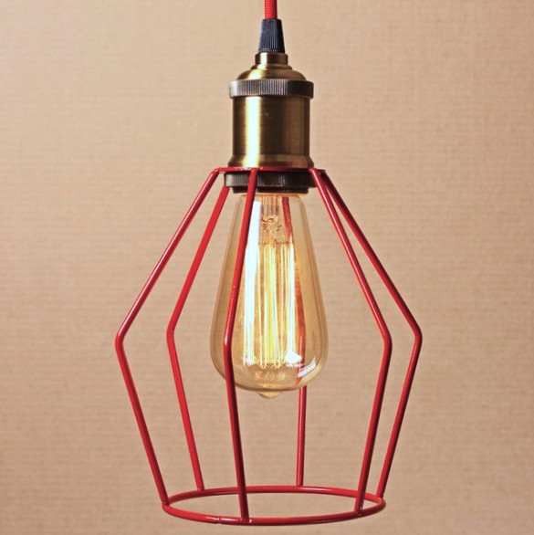 Подвесной светильник Wire Cage Pendant Trew Red Красный Подвесной светильник Wire Cage Pendant Trew Red Красный в Тюмени | Loft Concept