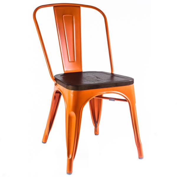 Кухонный стул Tolix Chair Wood Orange Оранжевый Коричневый Кухонный стул Tolix Chair Wood Orange Оранжевый Коричневый в Тюмени | Loft Concept