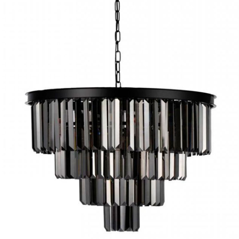 Круглая Люстра RH 1920s Odeon Black iron Four Layers Серое Стекло диаметр 60 см Черный Серый Круглая Люстра RH 1920s Odeon Black iron Four Layers Серое Стекло диаметр 60 см Черный Серый в Тюмени | Loft Concept