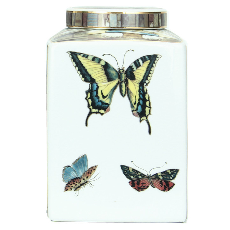 Ваза с крышкой Ceramic Flowers and Butterflies Small Vase Мульти Белый Ваза с крышкой Ceramic Flowers and Butterflies Small Vase Мульти Белый в Тюмени | Loft Concept