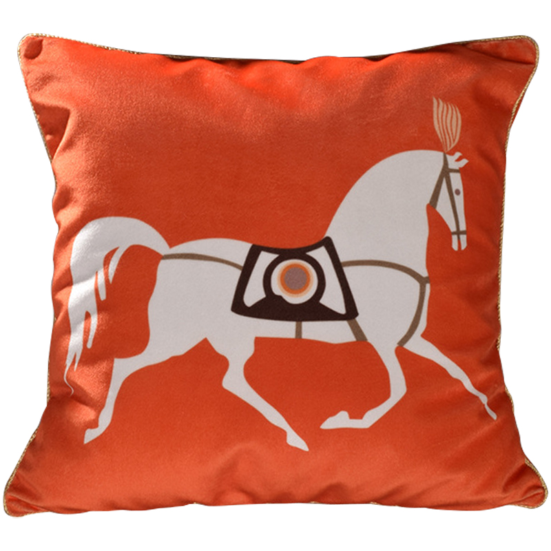 Декоративная подушка Hermes Horse 79 Оранжевый Белый Коричневый Декоративная подушка Hermes Horse 79 Оранжевый Белый Коричневый в Тюмени | Loft Concept