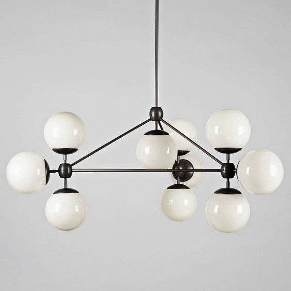 Modo 10 Globes Chandelier Black and White Glass Прозрачный белый Черный Modo 10 Globes Chandelier Black and White Glass Прозрачный белый Черный в Тюмени | Loft Concept