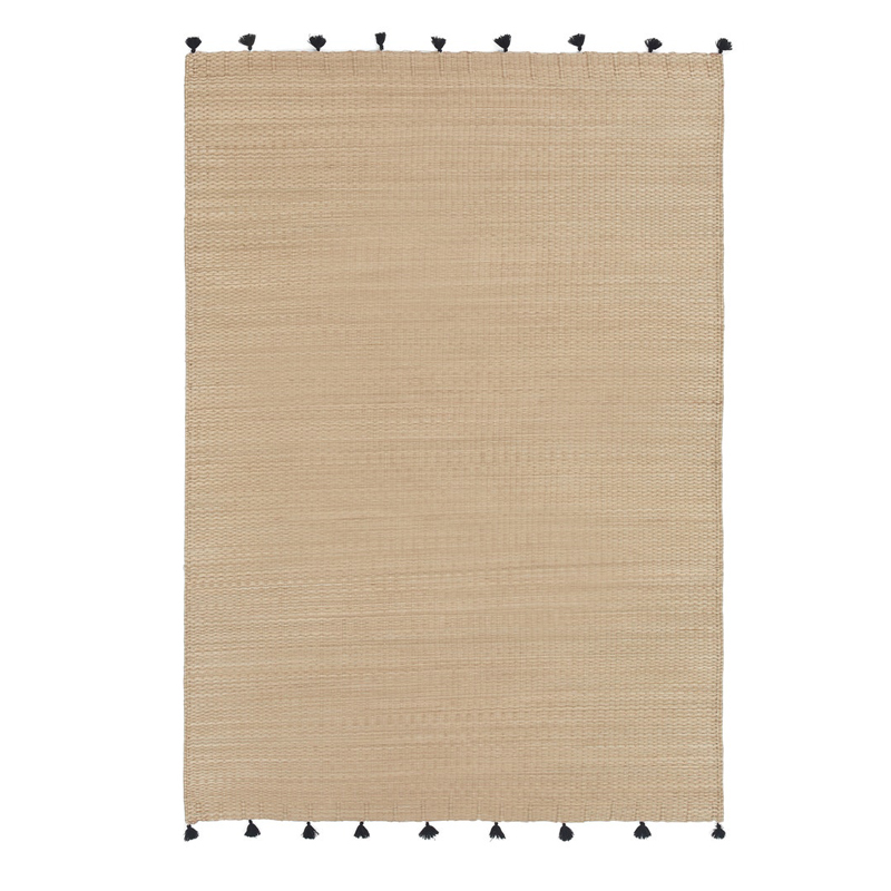Ковер с помпонами Wicker Carpet Бежевый Черный Ковер с помпонами Wicker Carpet Бежевый Черный в Тюмени | Loft Concept