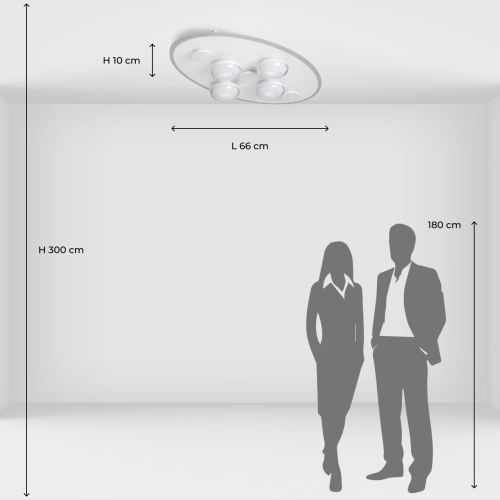 Потолочный светильник овальной формы белого цвета с 7-ю лампами Lunar Pebbles в Тюмени