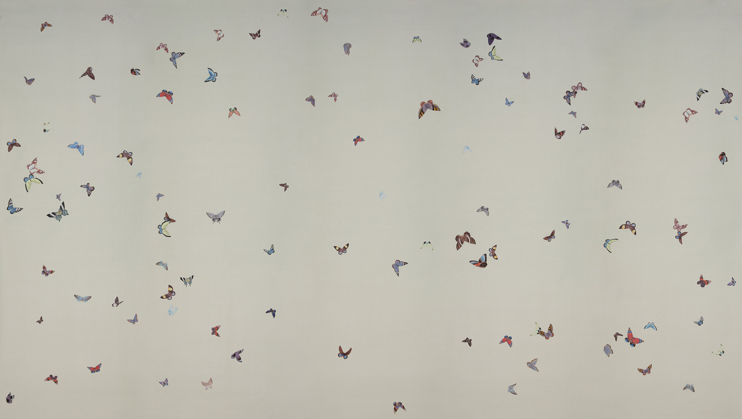 Обои ручная роспись Butterflies Icarus on Rose Shadow metallic silk Обои ручная роспись Butterflies Icarus on Rose Shadow metallic silk - постер Loft-Concept в Тюмени