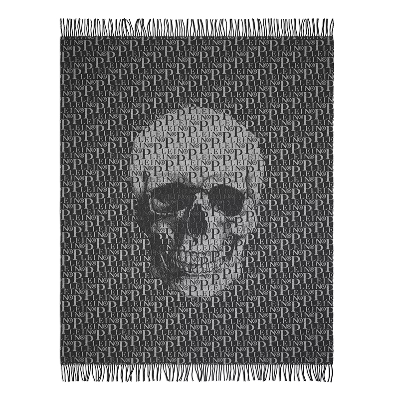 Плед Philipp Plein Plaid Cashmere Plein Черный Серый Плед Philipp Plein Plaid Cashmere Plein Черный Серый в Тюмени | Loft Concept