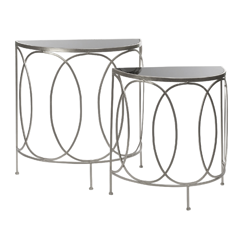 Консоль полукруглая Frame Metallic Silver Серебряный Серый Консоль полукруглая Frame Metallic Silver Серебряный Серый в Тюмени | Loft Concept