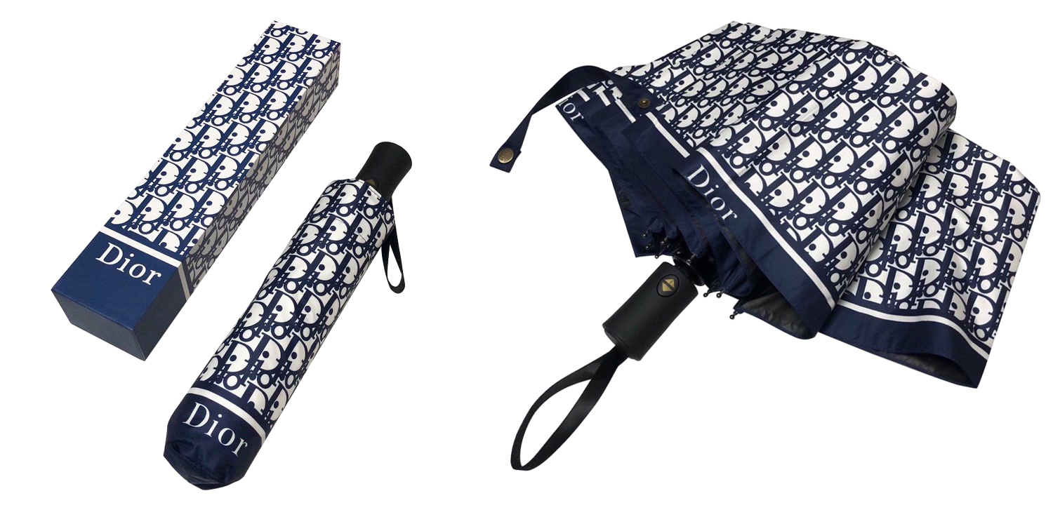 Зонт раскладной CHRISTIAN DIOR дизайн 004 Синий цвет - фото