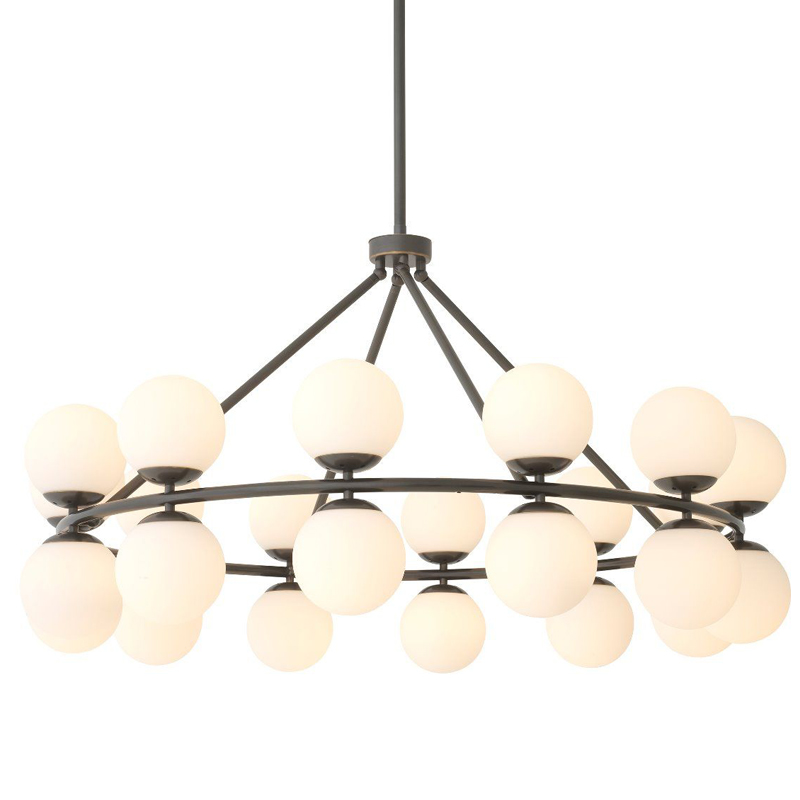 Люстра Eichholtz Chandelier Hutchinson Bronze Темная бронза Белое матовое стекло Люстра Eichholtz Chandelier Hutchinson Bronze Темная бронза Белое матовое стекло в Тюмени | Loft Concept