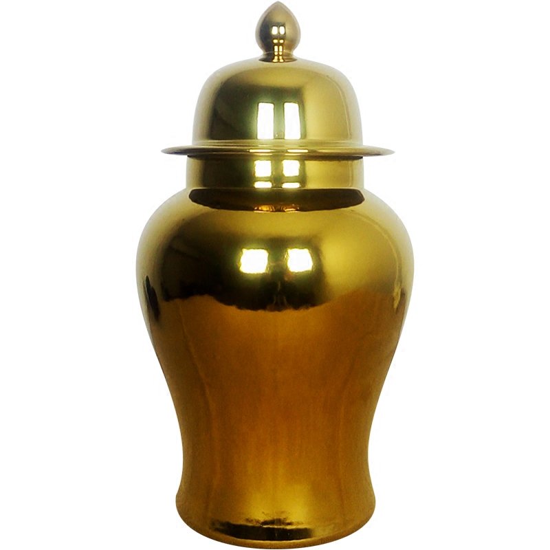 Ваза Gold Ceramic Chinese Jars with Lids Золотой Ваза Gold Ceramic Chinese Jars with Lids Золотой в Тюмени | Loft Concept