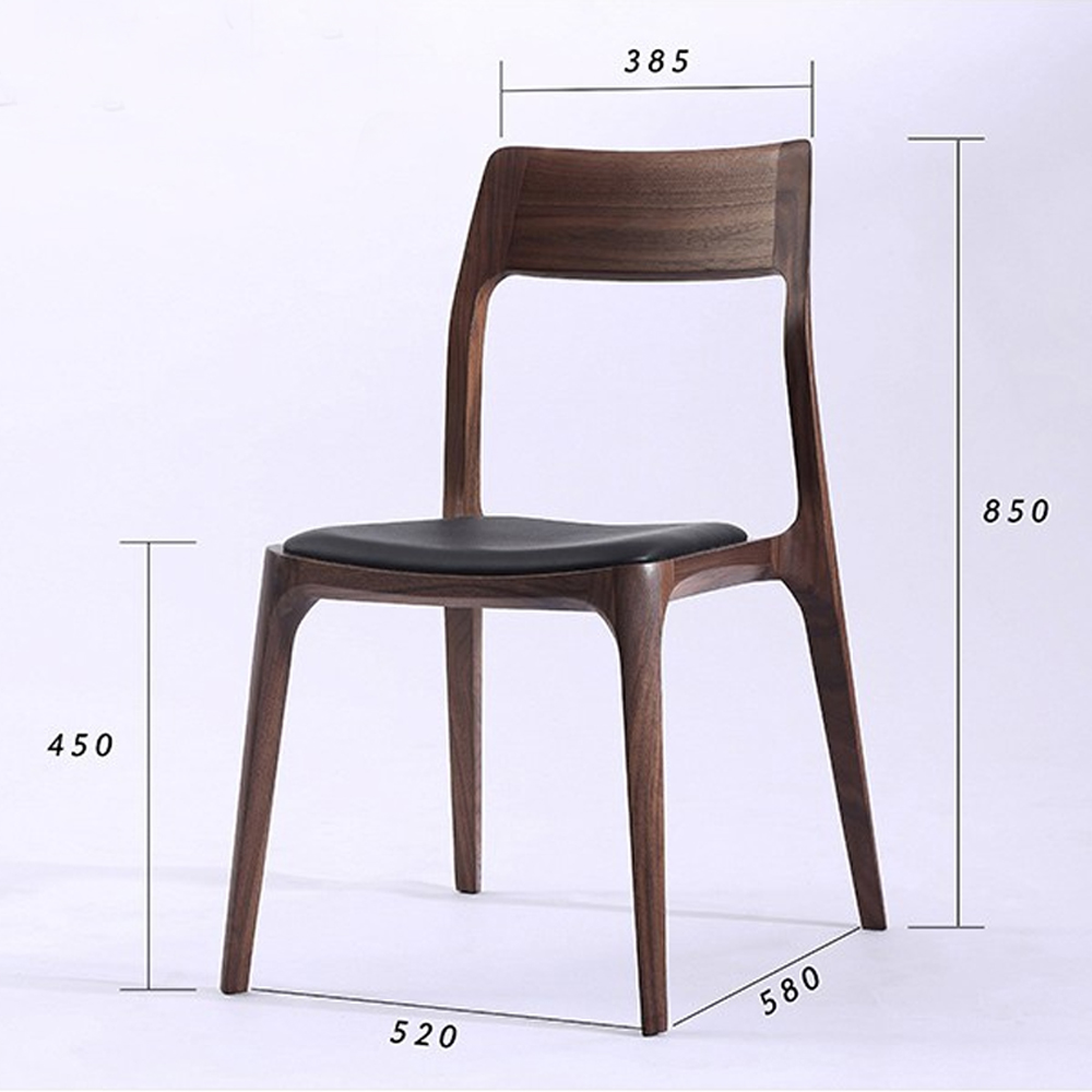 Стул деревянный с мягким сиденьем из черной натуральной кожи Moon Walnut Furniture Стул деревянный с мягким сиденьем из черной натуральной кожи Moon Walnut Furniture в Тюмени