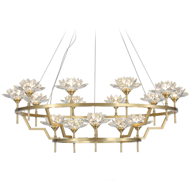 Большая Люстра Хрустальные Цветы Лотоса Lotus flower Clear Glass lamp 15 Латунь Прозрачное Стекло Большая Люстра Хрустальные Цветы Лотоса Lotus flower Clear Glass lamp 15 Латунь Прозрачное Стекло в Тюмени | Loft Concept