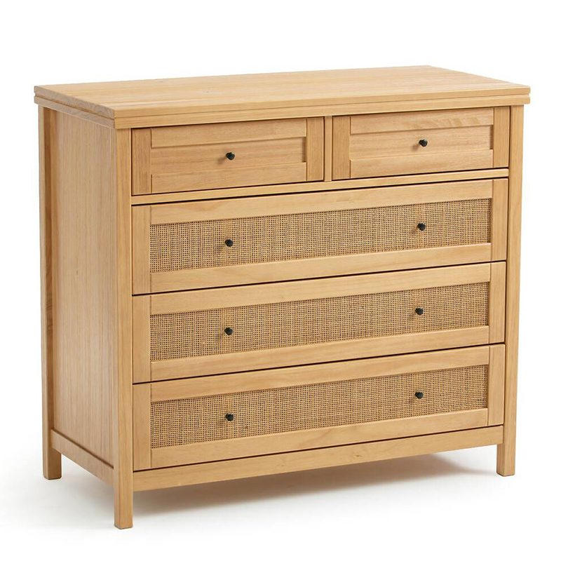 Комод в скандинавском стиле Niels Wicker 5 drawers ящики с плетеными вставками Древесина Комод в скандинавском стиле Niels Wicker 5 drawers ящики с плетеными вставками Древесина в Тюмени | Loft Concept