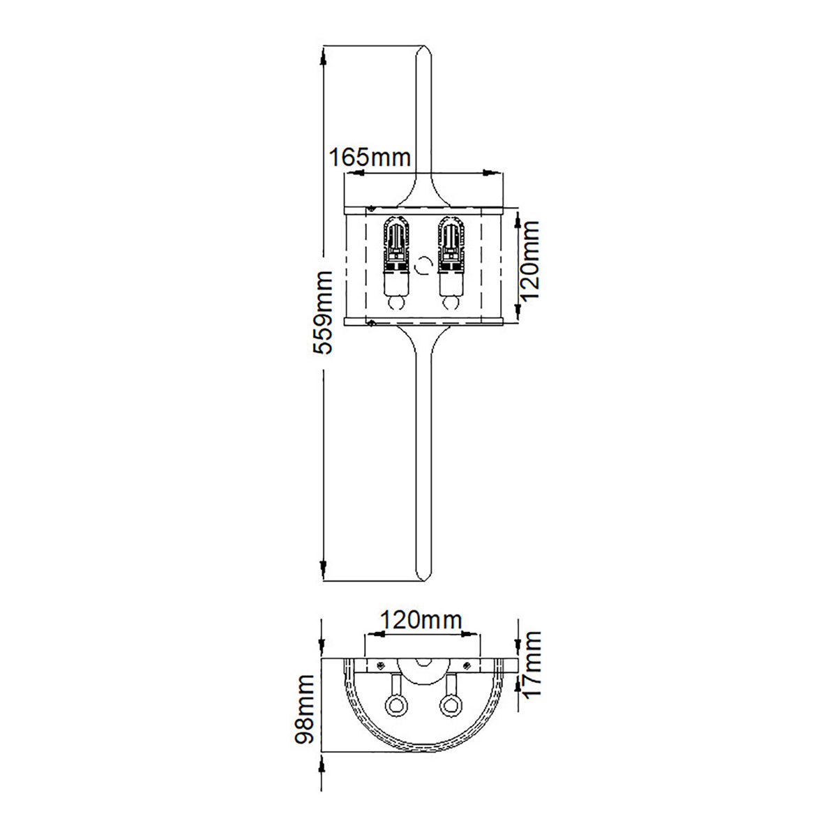 Бра вертикальное с белым полукруглым плафоном и длинным стержнем S Kichler в Тюмени