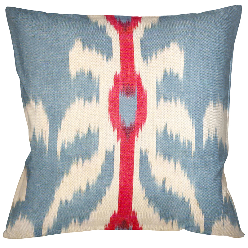 Декоративная подушка Ikat Pattern Голубая с красной линией Мульти Декоративная подушка Ikat Pattern Голубая с красной линией Мульти в Тюмени | Loft Concept