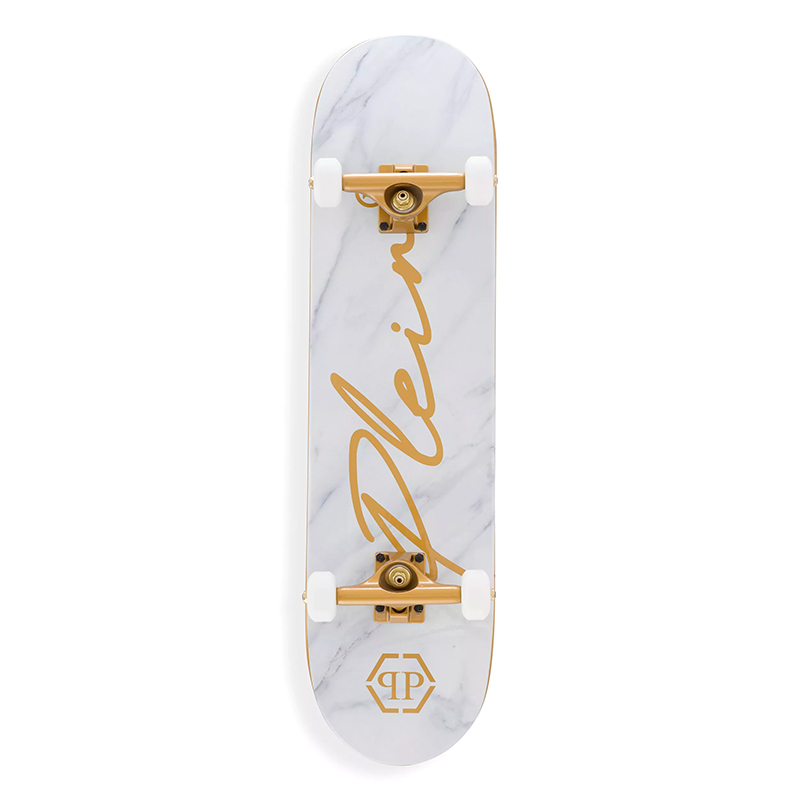 Арт-объект скейтборд Philipp Plein Skateboard Shock Белый Золотой Серый Арт-объект скейтборд Philipp Plein Skateboard Shock Белый Золотой Серый в Тюмени | Loft Concept