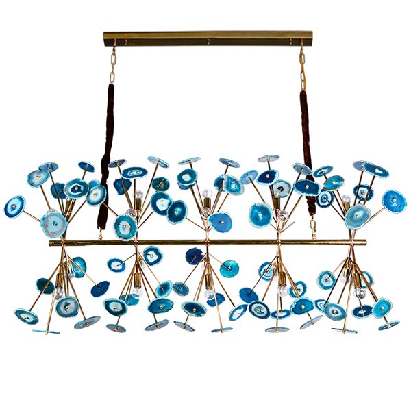Люстра Agate Burst Chandelier Blue Line Золотой Синий Люстра Agate Burst Chandelier Blue Line Золотой Синий в Тюмени | Loft Concept