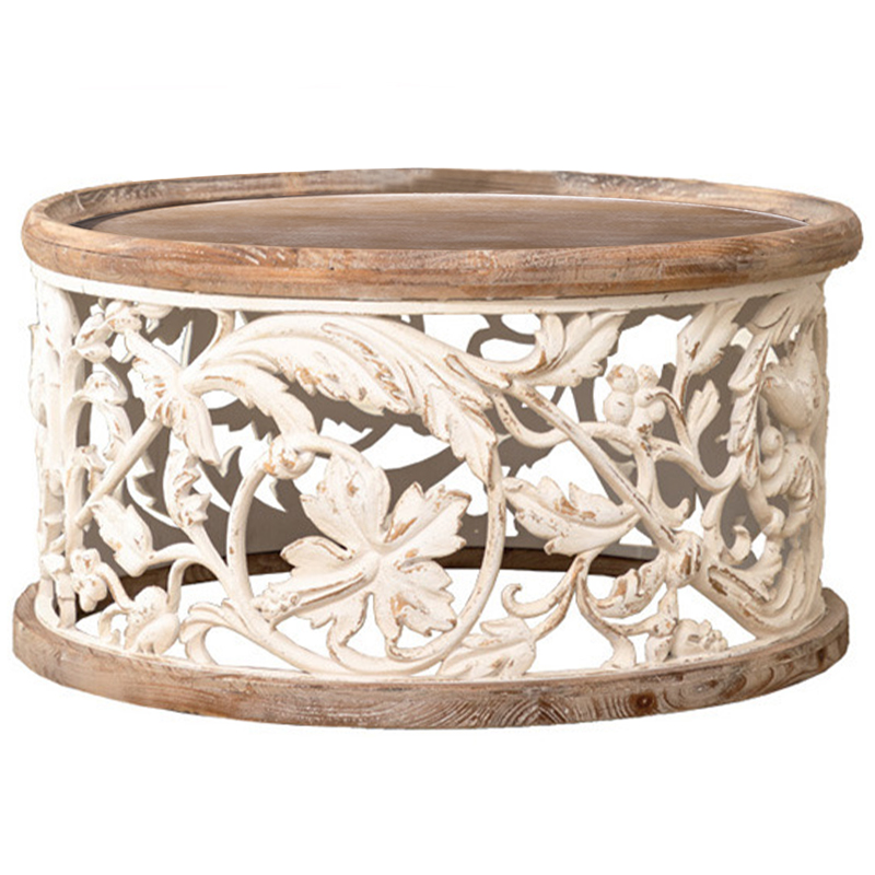 Кофейный стол Fleurette Provence Side Table Древесина Белый Золотой Кофейный стол Fleurette Provence Side Table Древесина Белый Золотой в Тюмени | Loft Concept