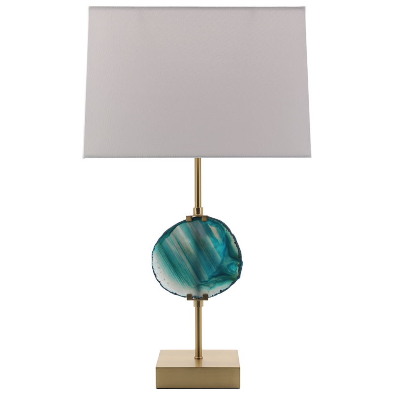 Настольная лампа Blue Agate Design Table Lamp Латунь Синий Бирюзовый Белый Настольная лампа Blue Agate Design Table Lamp Латунь Синий Бирюзовый Белый в Тюмени | Loft Concept