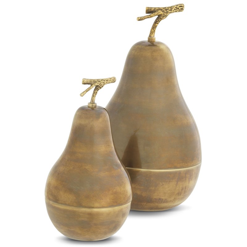 Комплект шкатулок Eichholtz Box Pear Set of 2 brass Винтажная латунь Комплект шкатулок Eichholtz Box Pear Set of 2 brass Винтажная латунь в Тюмени | Loft Concept