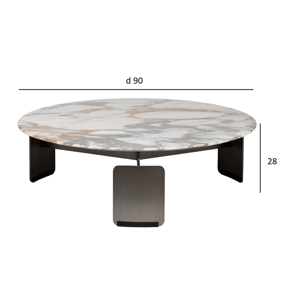 Столик журнальный с круглой мраморной столешницей на трех опорах Marble Stone Drawing в Тюмени