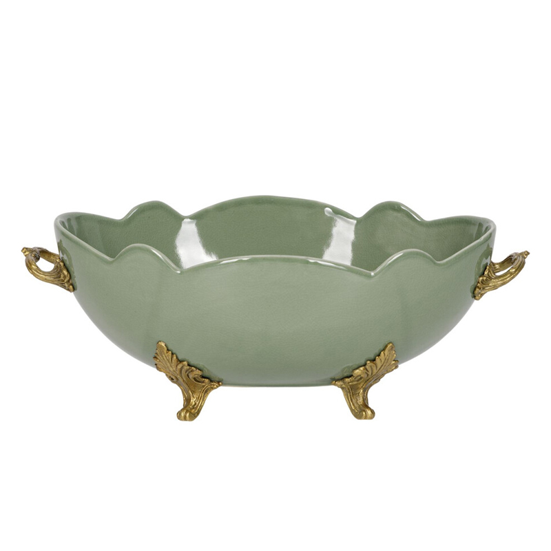 Чаша зеленого цвета из фарфора с волнообразным краем Eden Garden porcelain and bronze Зеленый Бронза Чаша зеленого цвета из фарфора с волнообразным краем Eden Garden porcelain and bronze Зеленый Бронза в Тюмени | Loft Concept