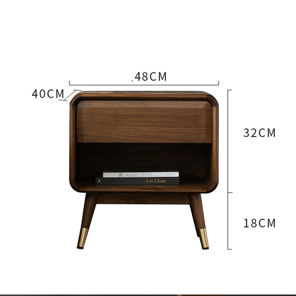 Прикроватная деревянная тумба с ящиком и нишей для хранения Moon Walnut Furniture Прикроватная деревянная тумба с ящиком и нишей для хранения Moon Walnut Furniture в Тюмени