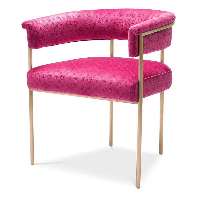 Стул Philipp Plein Dining Chair Monogram Розовый Розовый Золотой Стул Philipp Plein Dining Chair Monogram Розовый Розовый Золотой в Тюмени | Loft Concept