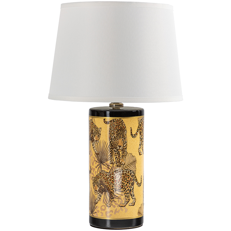 Настольная лампа с абажуром Leopard Lampshade Yellow White Желтый Белый Черный Настольная лампа с абажуром Leopard Lampshade Yellow White Желтый Белый Черный в Тюмени | Loft Concept