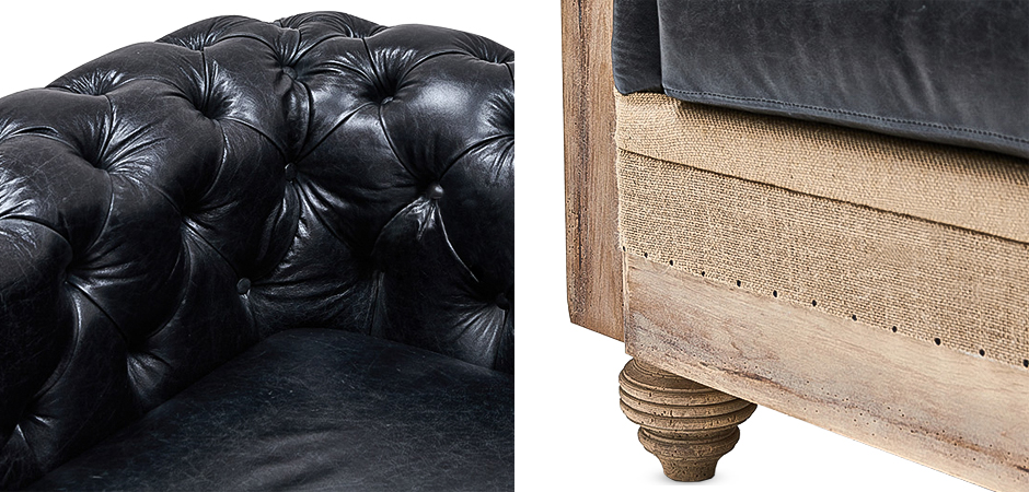 Диван Deconstructed Chesterfield Sofa double Black leather Диван Deconstructed Chesterfield Sofa double Black leather - Loft-Concept в Тюмени
