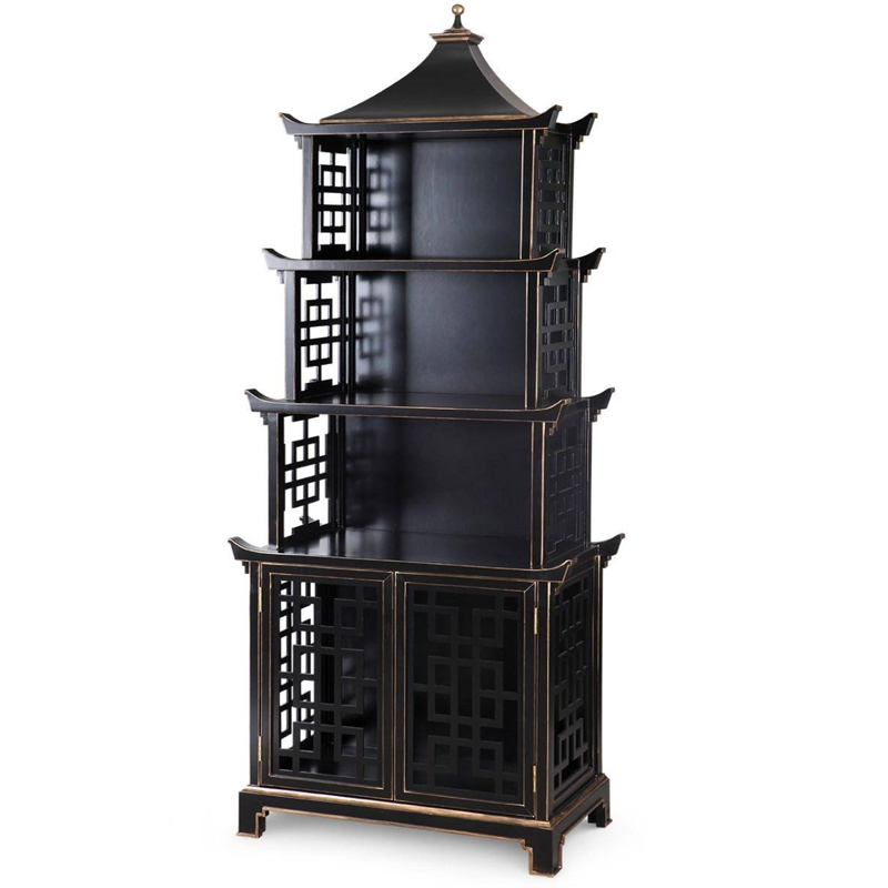 Стеллаж Черная Пагода Bungalow 5 Pagoda Black Wood Винтажный черный Стеллаж Черная Пагода Bungalow 5 Pagoda Black Wood Винтажный черный в Тюмени | Loft Concept