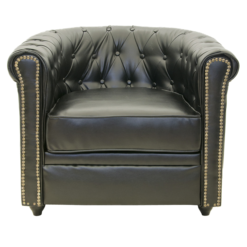 Кресло кожаное с мягкими подлокотниками на 4-х деревянных ножках Logan Leather Armchair black 2 Черный Кресло кожаное с мягкими подлокотниками на 4-х деревянных ножках Logan Leather Armchair black 2 Черный в Тюмени | Loft Concept