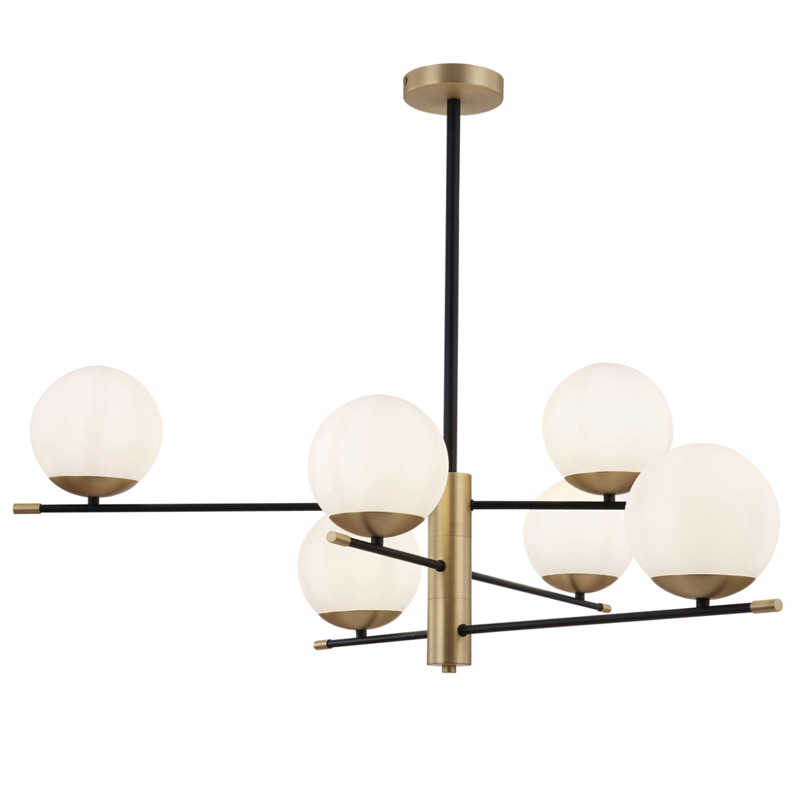 Светильник Spike Six Balls Hanging Lamp матовое золото Прозрачный белый Светильник Spike Six Balls Hanging Lamp матовое золото Прозрачный белый в Тюмени | Loft Concept