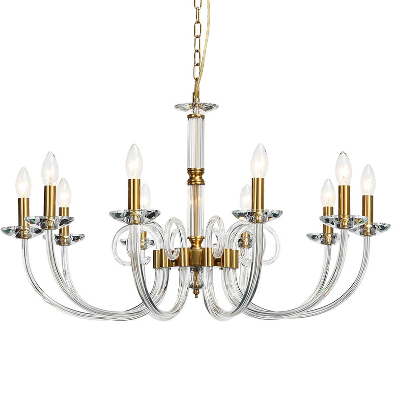 Люстра Twisted Glass Candles Chandelier 10 Золотой Прозрачное Стекло Люстра Twisted Glass Candles Chandelier 10 Золотой Прозрачное Стекло в Тюмени | Loft Concept