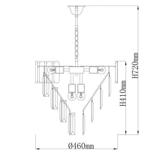 Люстра из черного металла с многоярусными подвесками из прозрачного хрусталя на золотой цепи Empire Black Chandelier Crystal в Тюмени