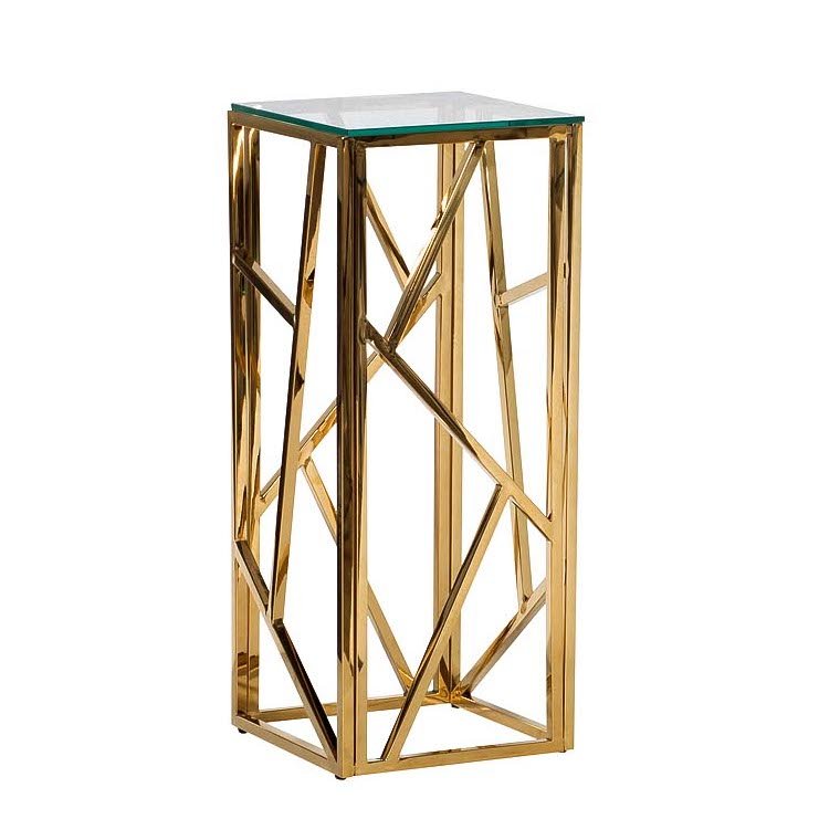 Подставка Serene Furnishing Gold Clear Glass Top stand Прозрачное Стекло Золотой Подставка Serene Furnishing Gold Clear Glass Top stand Прозрачное Стекло Золотой в Тюмени | Loft Concept