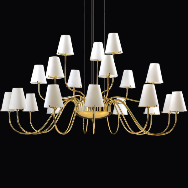 Люстра Imperial Chandelier 21 Глянцевое золото Белый Люстра Imperial Chandelier 21 Глянцевое золото Белый в Тюмени | Loft Concept