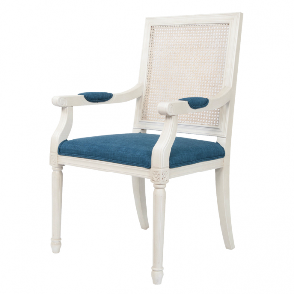 Стул French chairs Provence Garden White ArmChair Белый Темно-синий Стул French chairs Provence Garden White ArmChair Белый Темно-синий в Тюмени | Loft Concept