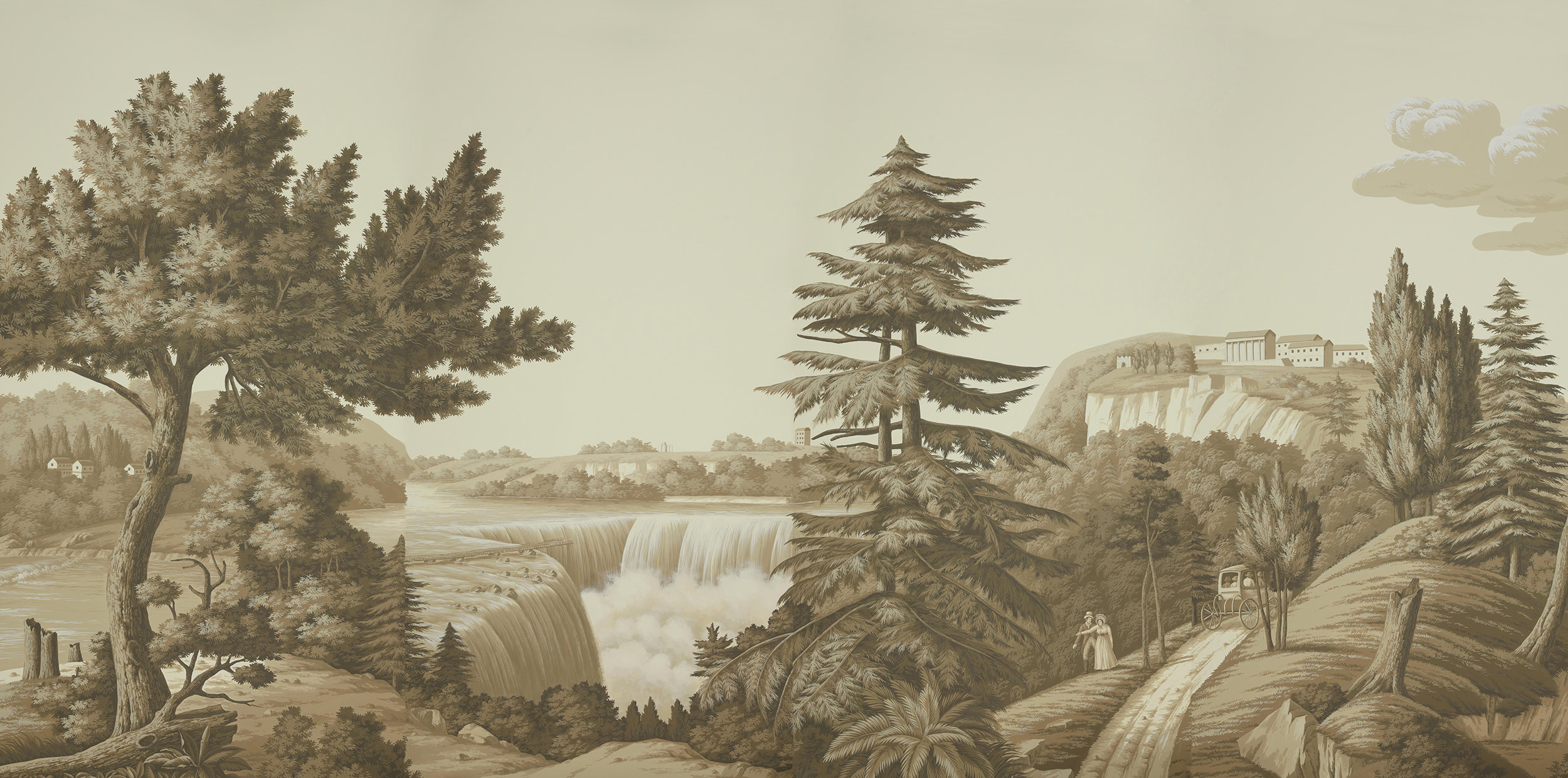 Обои ручная роспись North American River Views Sepia on scenic paper Обои ручная роспись North American River Views Sepia on scenic paper - постер Loft-Concept в Тюмени