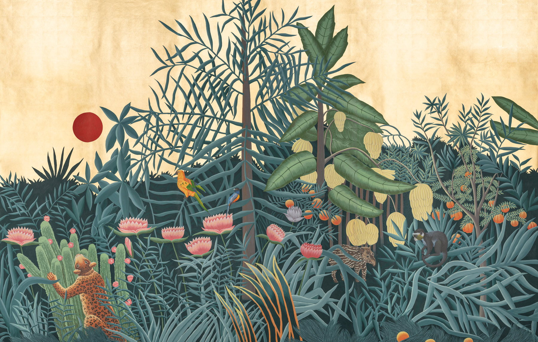 Обои ручная роспись Rousseau Rousseau on Deep Rich Gold gilded paper Обои ручная роспись Rousseau Rousseau on Deep Rich Gold gilded paper - постер Loft-Concept в Тюмени