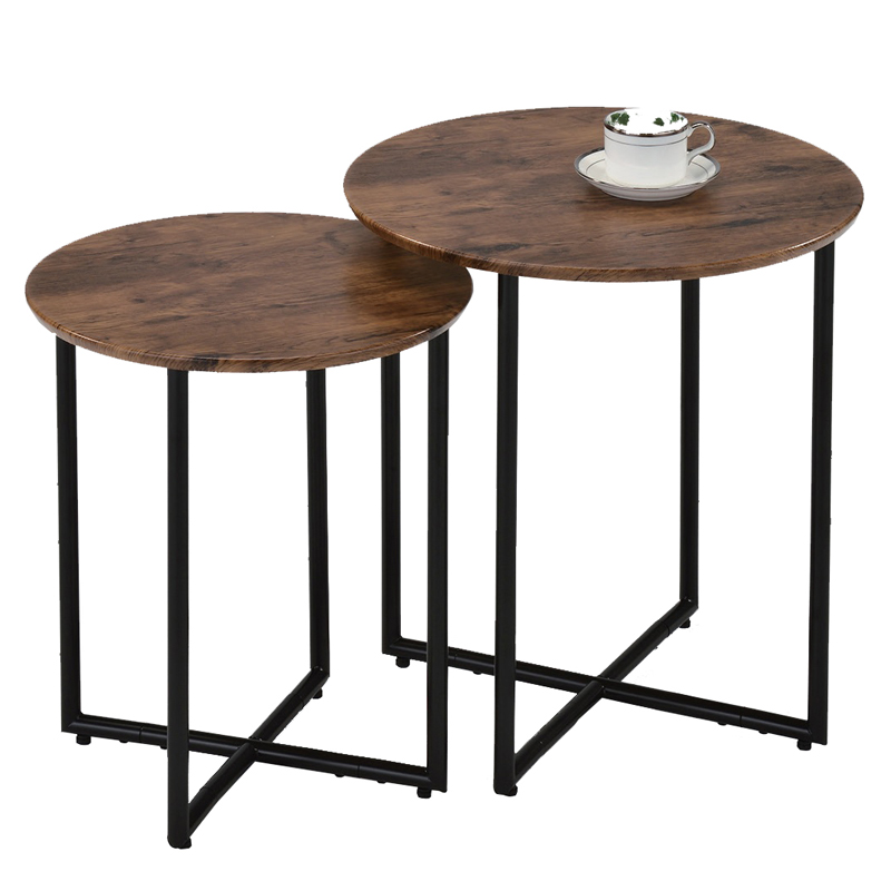 Комплект приставных столов Thomasin Duo Side Table Черный Коричневый Комплект приставных столов Thomasin Duo Side Table Черный Коричневый в Тюмени | Loft Concept