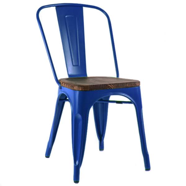Кухонный стул Tolix Chair Wood Blue Синий Синий Коричневый Кухонный стул Tolix Chair Wood Blue Синий Синий Коричневый в Тюмени | Loft Concept
