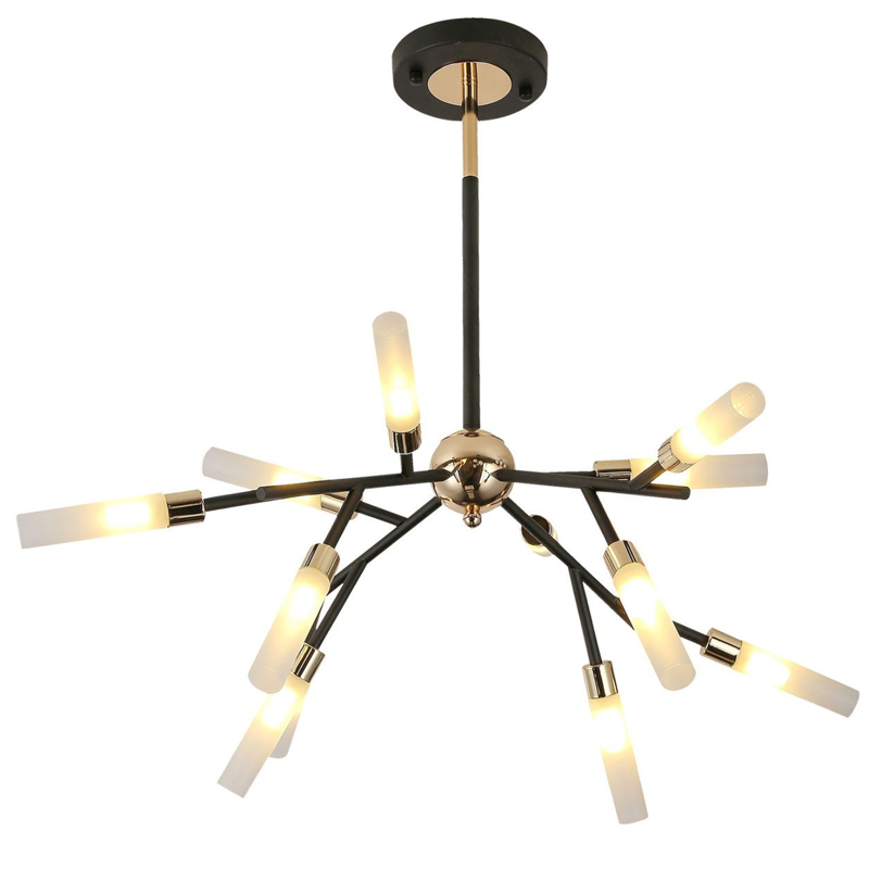 Люстра White Tube Valley Arredoluce Chandelier 12 Прозрачный белый Глянцевое золото Черный Люстра White Tube Valley Arredoluce Chandelier 12 Прозрачный белый Глянцевое золото Черный в Тюмени | Loft Concept