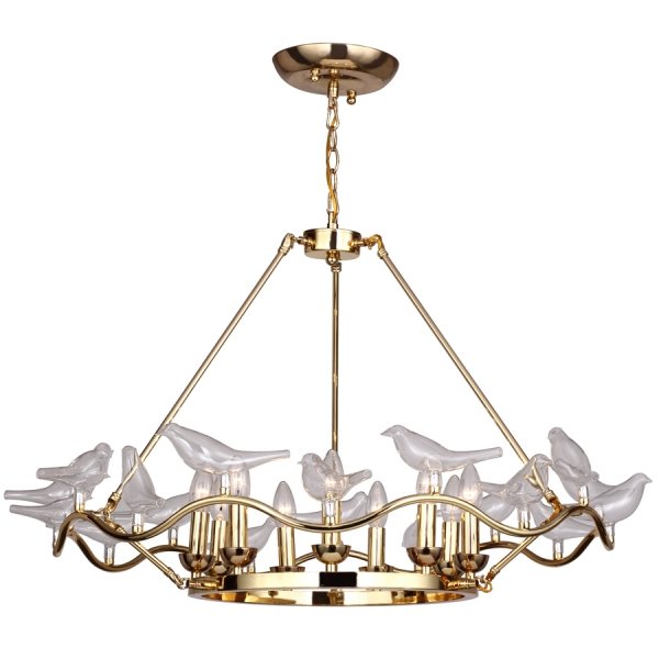 Люстра Dove Chandelier Glass Bird 9 Золотой Люстра Dove Chandelier Glass Bird 9 Золотой в Тюмени | Loft Concept