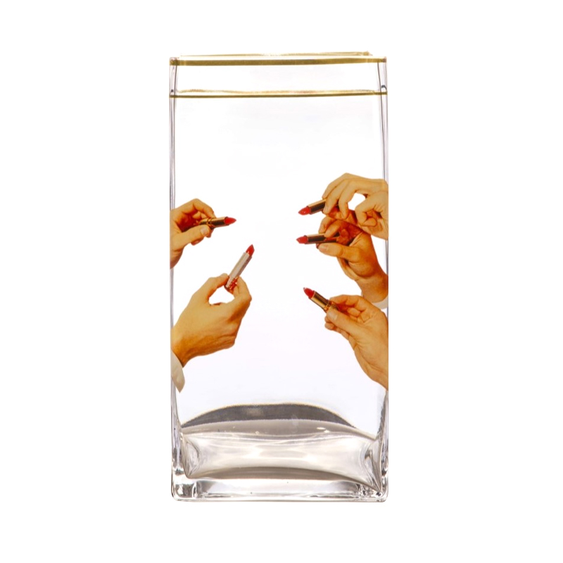Ваза Glass vase big Lipstick Прозрачный Золотой Бежевый Ваза Glass vase big Lipstick Прозрачный Золотой Бежевый в Тюмени | Loft Concept